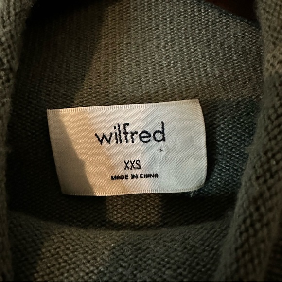 Aritzia Wilfred forest green Wool Cyprie Mock Neck Turtleneck Sweater Sz xxs - Picture 9 of 13